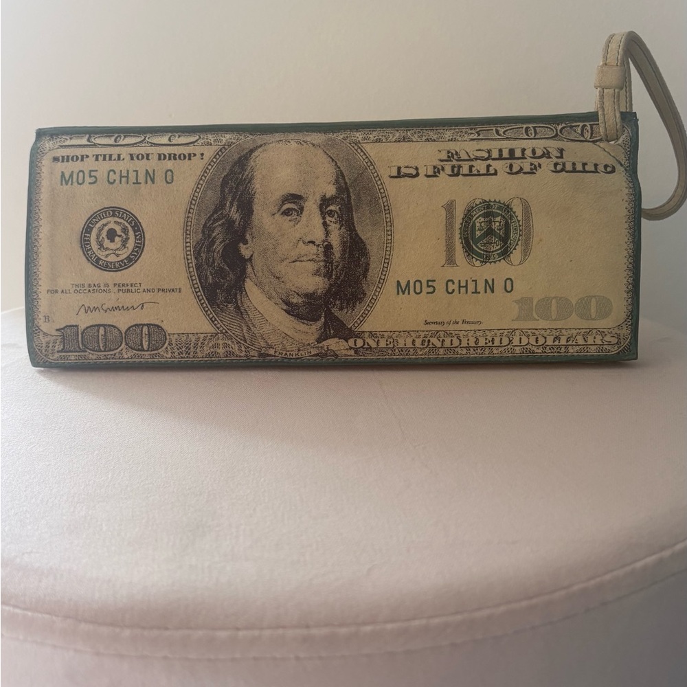 **RARE**Moschino Dollar Bill Print Clutch